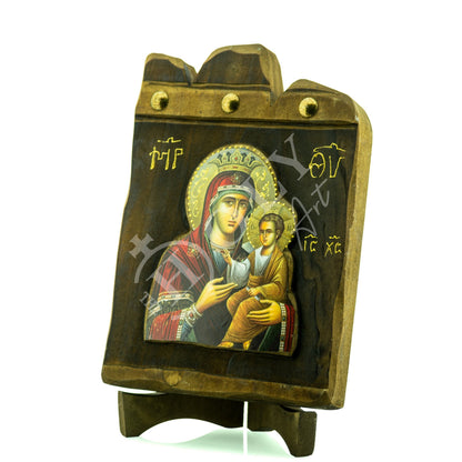 Virgin Mary icon Panagia Glykophilousa, Handmade Greek Orthodox Icon, Mother of God Byzantine art, Theotokos wall hanging wood plaque - TheHolyArt