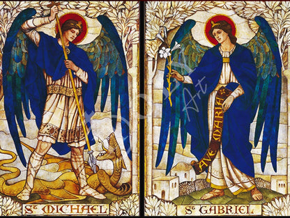 The Four Archangels icon, Handmade Greek wood plaque icon of Archangel Michael Archangel Gabriel Archangel Raphael Archangel Uriel - TheHolyArt