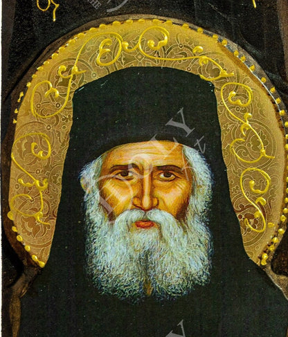 Saint Paisios of Mount Athos icon, Handmade Greek Orthodox icon St Paisios, Byzantine art wall hanging on wood plaque, religious home decor - TheHolyArt