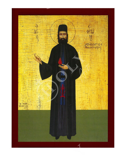Saint Ephraim icon, Handmade Greek Orthodox icon of St Ephraim of Mount Amomon, Byzantine art wall hanging, religious gift - TheHolyArt