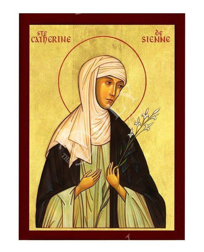 Saint Catherine of Siena icon, Handmade Greek Catholic Orthodox icon of St Catherine, Byzantine art wall hanging wood plaque religious gift - TheHolyArt