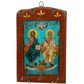 The Holy Trinity icon, Handmade Greek Orthodox icon, Byzantine art wall hanging on canvas wood plaque 36x15cm, wedding gift religious decor TheHolyArt