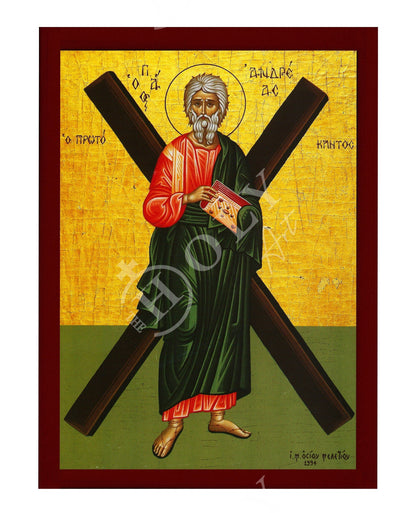 Saint Andrew icon the Apostle, Handmade Greek Orthodox icon of St Andrew, Byzantine wood plaque - TheHolyArt