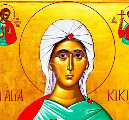 Saint Cecilia icon, Handmade Greek Orthodox icon of St Cecilia, Byzantine art wall hanging wood plaque, religious gift - TheHolyArt