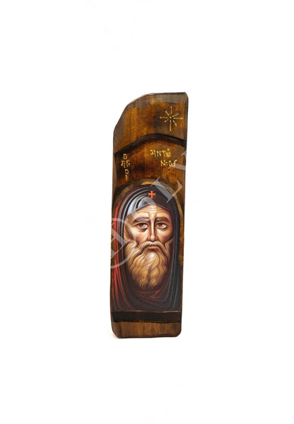 Saint Anthony icon, Handmade Greek Orthodox icon of St Anthony the Great, Byzantine art wall hanging wood plaque icon, religious decor - TheHolyArt
