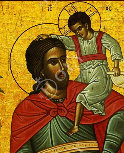 Saint Christopher icon, Handmade Greek Orthodox icon of Martyr Christopher of Lycea, Byzantine art wall hanging on wood plaque - TheHolyArt