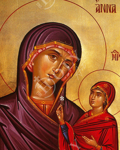 Saint Anna icon Mother of Virgin Mary, Byzantine art wall hanging of Agia Anna, Greek Handmade Orthodox icon of Saint Anne, religious gift - TheHolyArt