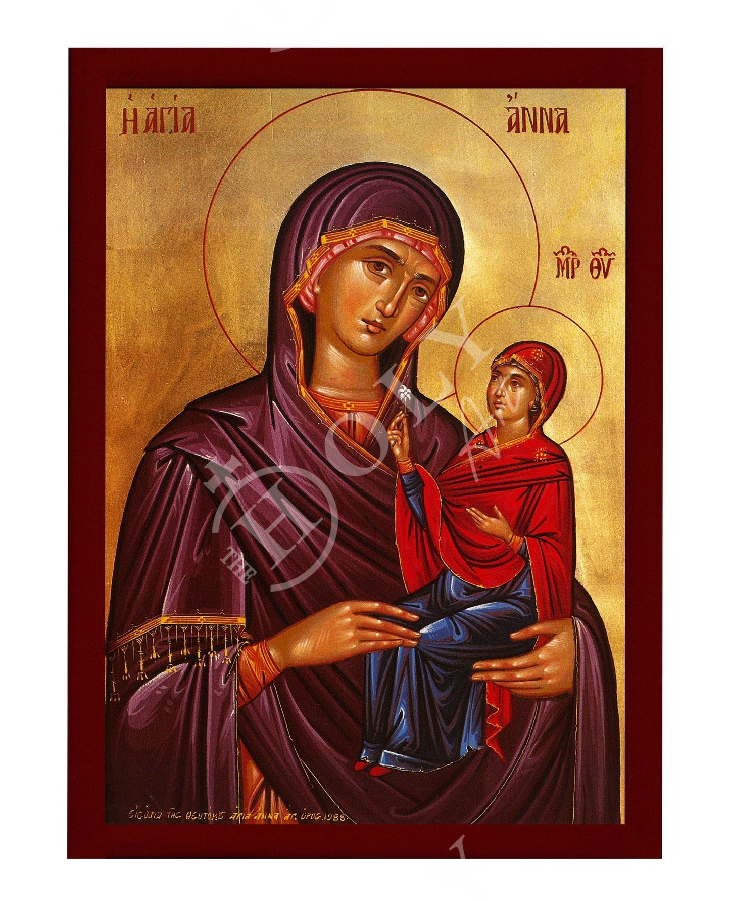 Saint Anna icon Mother of Virgin Mary, Byzantine art wall hanging of Agia Anna, Greek Handmade Orthodox icon of Saint Anne, religious gift TheHolyArt