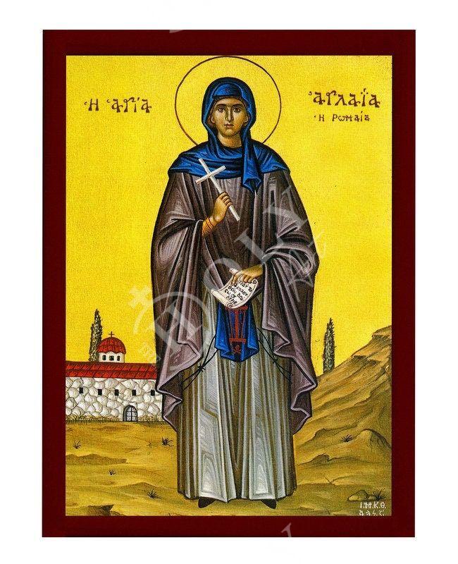 Saint Aglaea icon, Handmade Greek Orthodox icon St Aglaia of Rome, Byzantine art wall hanging on wood plaque icon, religious decor TheHolyArt