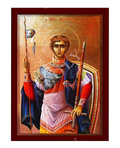 Saint Demetrius icon, Handmade Greek Orthodox icon of St Demetrios, Byzantine art wall hanging icon on wood plaque, religious decor - TheHolyArt