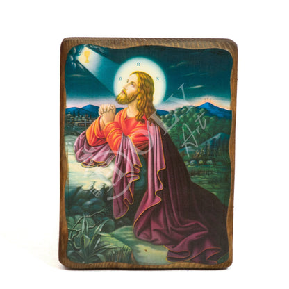 Jesus Christ icon, Greek handmade Orthodox icon, Byzantine art wall hanging on wood plaque, religious decor, wedding gift - TheHolyArt