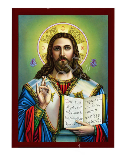 Jesus Christ icon, Handmade Greek Orthodox icon of our Lord, Byzantine art wall hanging on wood plaque, religious icon home decor - TheHolyArt