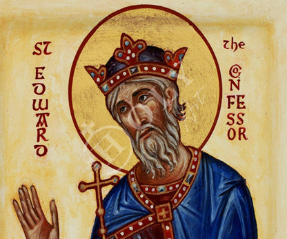 Saint Edward icon, Handmade Greek Orthodox icon of St Edward the Confessor, Catholic art wall hanging icon wood plaque, religious decor - TheHolyArt