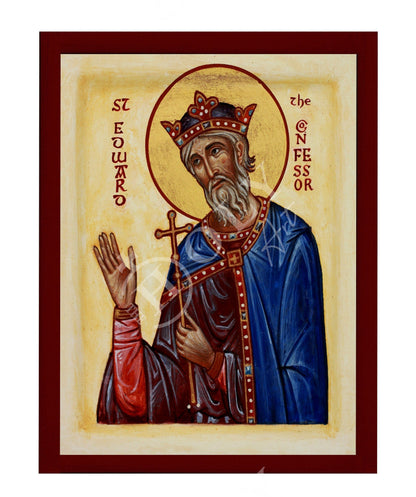 Saint Edward icon, Handmade Greek Orthodox icon of St Edward the Confessor, Catholic art wall hanging icon wood plaque, religious decor - TheHolyArt