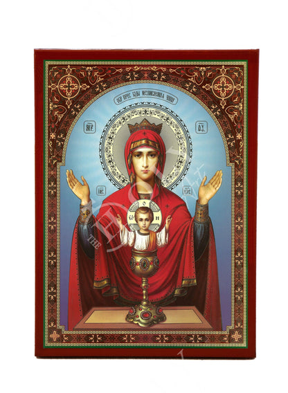 Virgin Mary icon Panagia, Handmade Greek Orthodox Icon Theotokos, Mother of God Byzantine art wall hanging wood plaque icon, religious decor - TheHolyArt