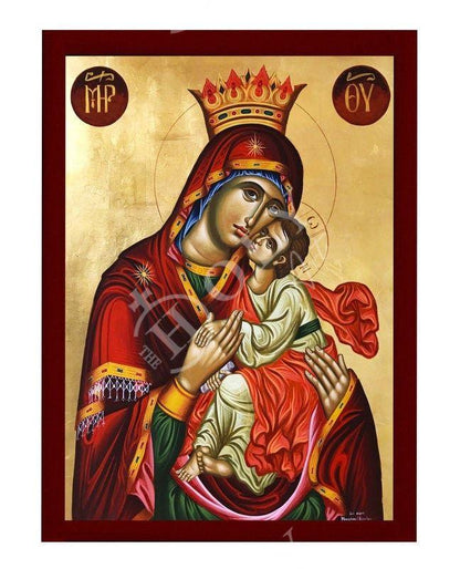 Virgin Mary icon Panagia Glykophilousa, Handmade Greek Orthodox Icon, Mother of God Byzantine art, Theotokos wall hanging wood plaque - TheHolyArt