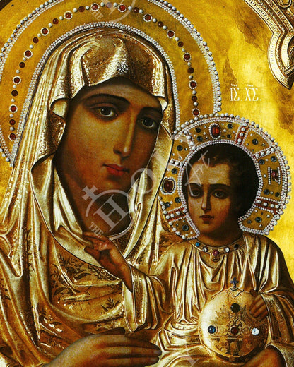 Virgin Mary icon Ierosolymitissa, Greek Christian Orthodox Icon, Mother of God Byzantine art, Theotokos handmade wall hanging wood plaque - TheHolyArt