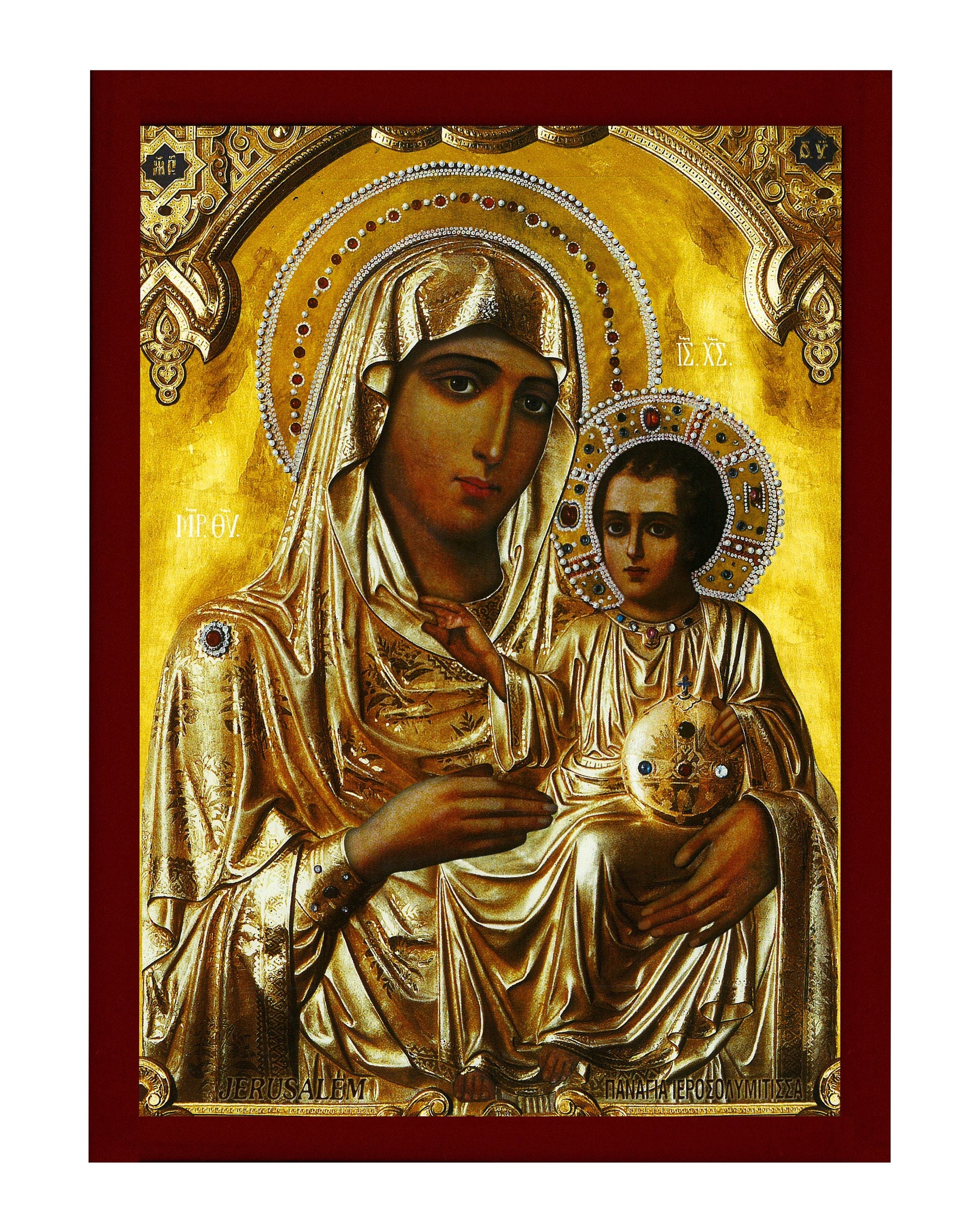Virgin Mary icon Ierosolymitissa, Greek Christian Orthodox Icon, Mother of God Byzantine art, Theotokos handmade wall hanging wood plaque TheHolyArt