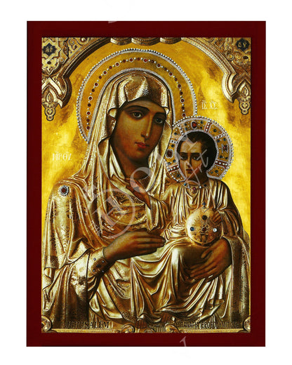 Virgin Mary icon Ierosolymitissa, Greek Christian Orthodox Icon, Mother of God Byzantine art, Theotokos handmade wall hanging wood plaque - TheHolyArt