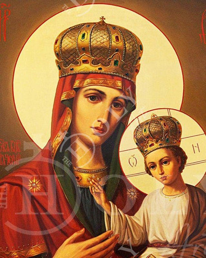Virgin Mary icon Panagia, Handmade Greek Orthodox Icon, Mother of God Byzantine art, Theotokos wall hanging wood plaque, religious decor - TheHolyArt