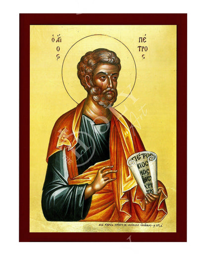 Saint Peter icon The Apostle, Handmade Greek Orthodox icon Apostle Peter, Byzantine art wall hanging on wood plaque, religious home decor - TheHolyArt