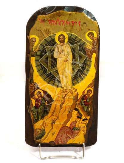 The Ascension of Jesus Christ icon, Handmade Greek Orthodox icon of Analipsi, Byzantine art wall hanging of our Lord rising to heaven plaque - TheHolyArt