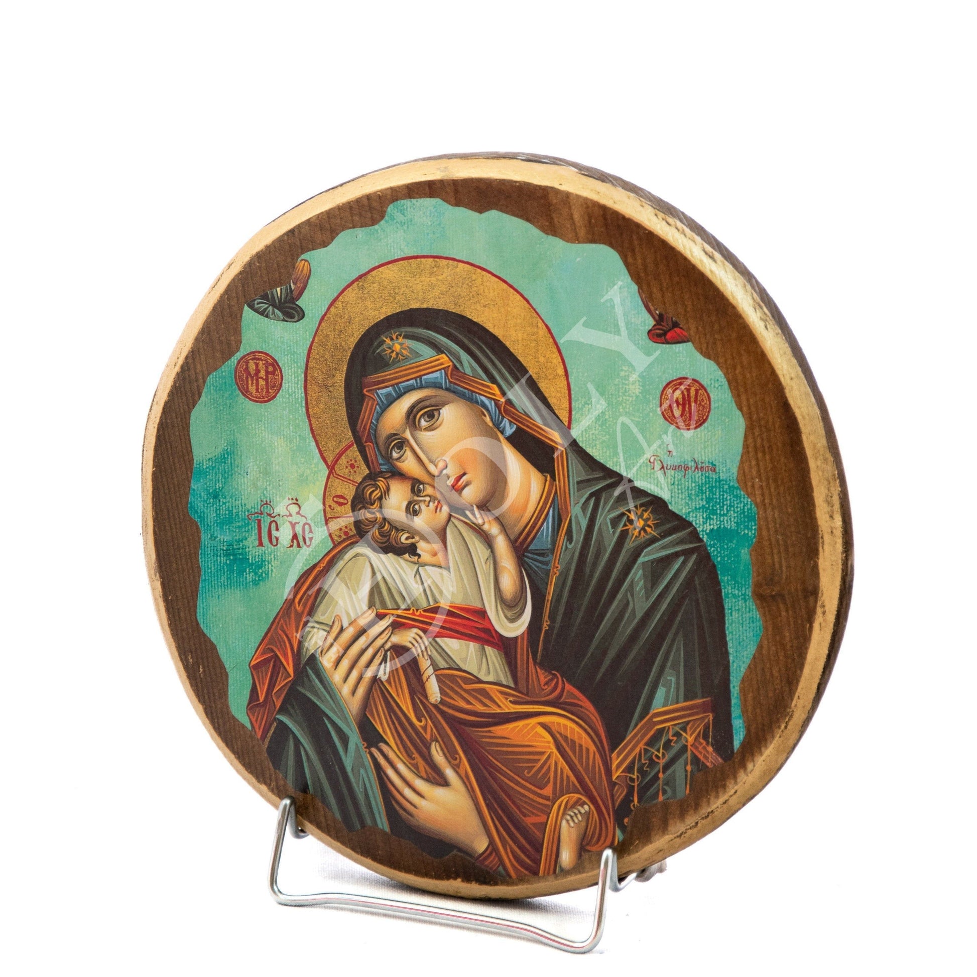 Virgin Mary icon Panagia, Handmade Greek Orthodox Icon, Mother of God Byzantine art wall hanging, Theotokos religious icon wood plaque TheHolyArt