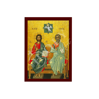 The Holy Trinity icon, Jesus Christ Handmade Greek Orthodox icon, Byzantine art wall hanging on wood plaque religious icon, wedding gift - TheHolyArt