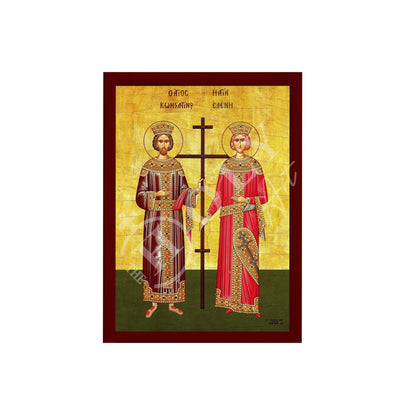 Saint Constantine icon & Saint Helen icon, Handmade Greek Christian Orthodox Icon, St Constantine and Helen Byzantine art wall hanging - TheHolyArt