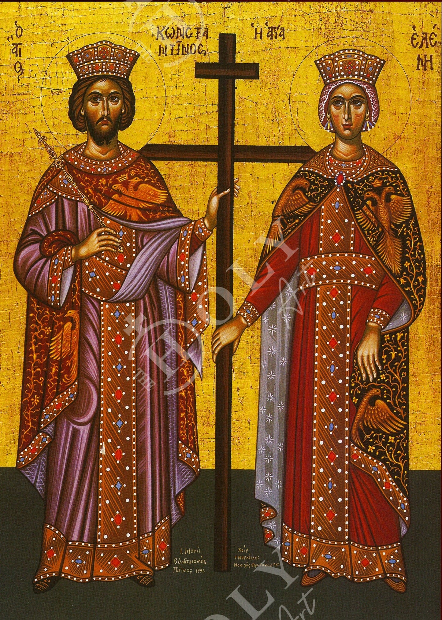 Saint Constantine icon & Saint Helen icon, Handmade Greek Christian Orthodox Icon, St Constantine and Helen Byzantine art wall hanging TheHolyArt