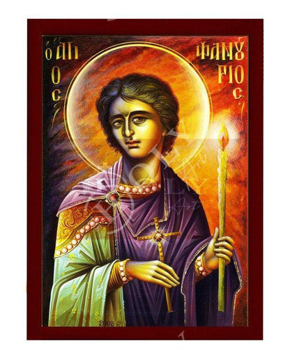 Saint Phanourios icon, Handmade Greek Orthodox icon St Fanourios, Byzantine art wall hanging wood plaque icon, religious decor - TheHolyArt