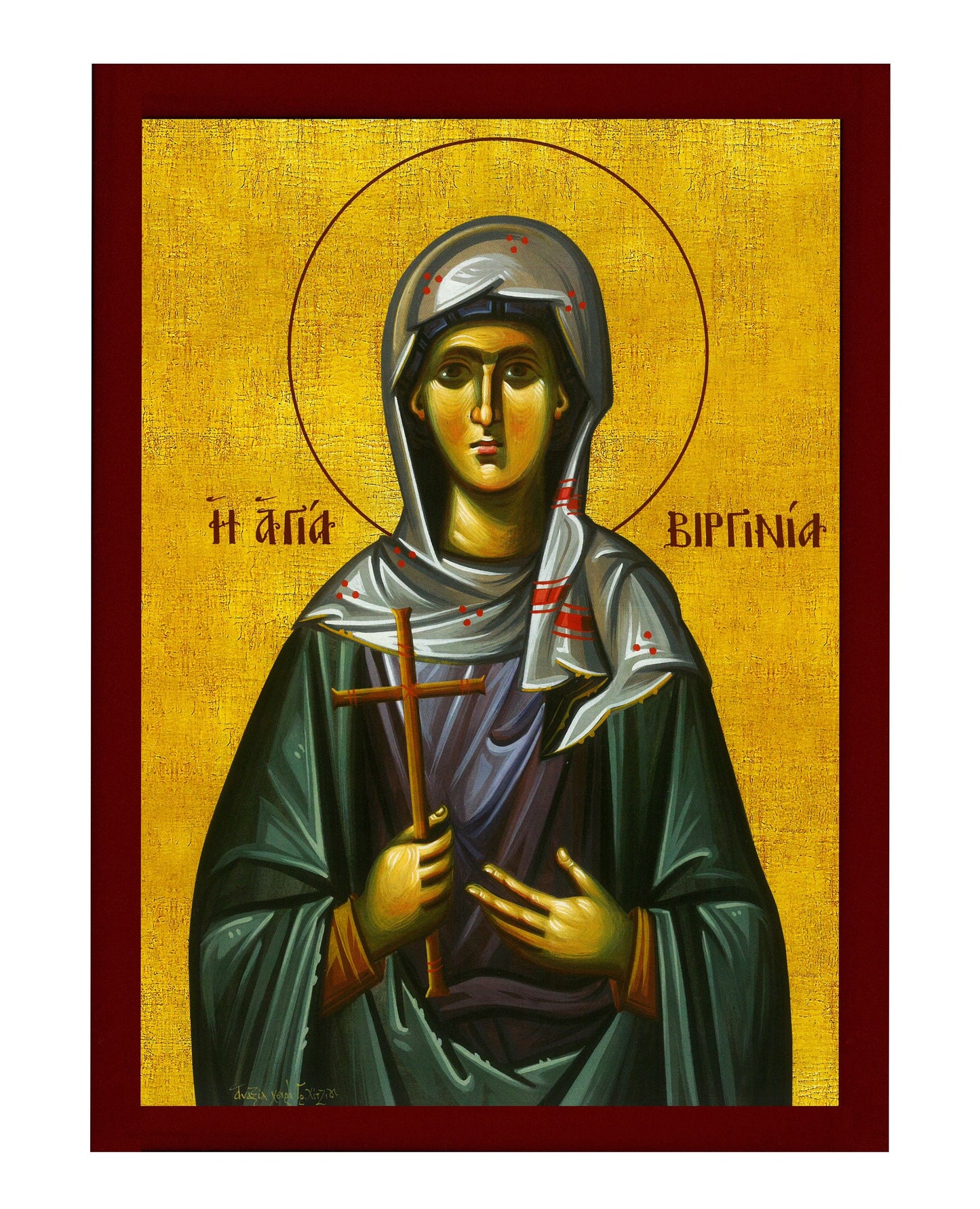 Saint Virginia icon, Handmade Greek Catholic icon of St Virginia Centurione Bracelli, Byzantine art wall hanging, religious gift TheHolyArt