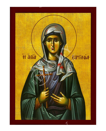 Saint Virginia icon, Handmade Greek Catholic icon of St Virginia Centurione Bracelli, Byzantine art wall hanging, religious gift - TheHolyArt