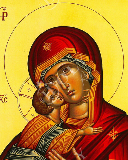 Virgin Mary icon Panagia, Greek Christian Orthodox Icon, Mother of God Byzantine art, Theotokos handmade wall hanging wood plaque - TheHolyArt