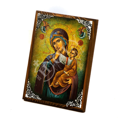 Virgin Mary icon Panagia Paramythia, Handmade Greek Christian Orthodox Icon, Mother of God Byzantine art wall hanging, Theotokos wood plaque - TheHolyArt