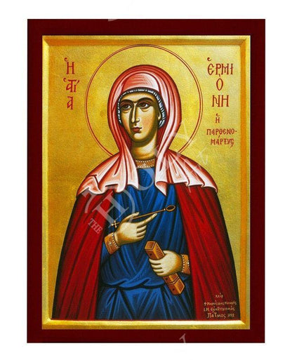 Saint Hermione icon, Handmade Greek Orthodox icon of St Hermione, Byzantine art wall hanging icon on wood plaque, religious decor - TheHolyArt