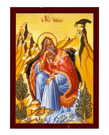 Prophet Elijah icon, Handmade Greek Orthodox icon of Saint Elias, Byzantine art wall hanging on wood plaque icon, religious decor - TheHolyArt