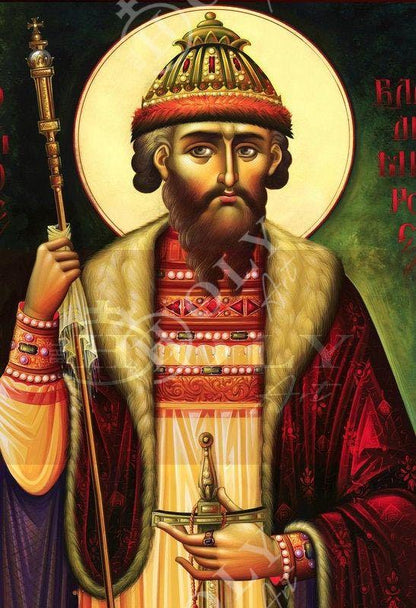 Saint Vladimir icon, Handmade Greek Orthodox icon of St Vladimir of Kiev, Byzantine art wall hanging icon wood plaque, religious decor - TheHolyArt
