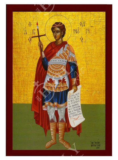 Saint Phanourios icon, Handmade Greek Orthodox icon St Fanourios, Byzantine art wall hanging wood plaque icon, religious decor - TheHolyArt