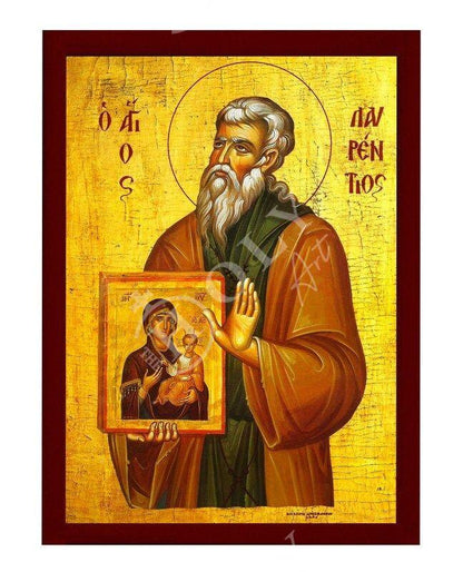 Saint Lawrence icon, Handmade Greek Orthodox icon of St Lawrence, Byzantine art wall hanging icon on wood plaque, religious decor - TheHolyArt