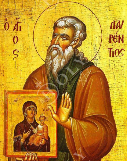 Saint Lawrence icon, Handmade Greek Orthodox icon of St Lawrence, Byzantine art wall hanging icon on wood plaque, religious decor - TheHolyArt