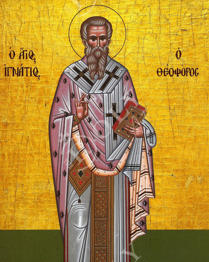 Saint Ignatius icon, Handmade Greek Orthodox icon St Ignatius of Antioch, Byzantine art wall hanging on wood plaque icon, religious decor - TheHolyArt