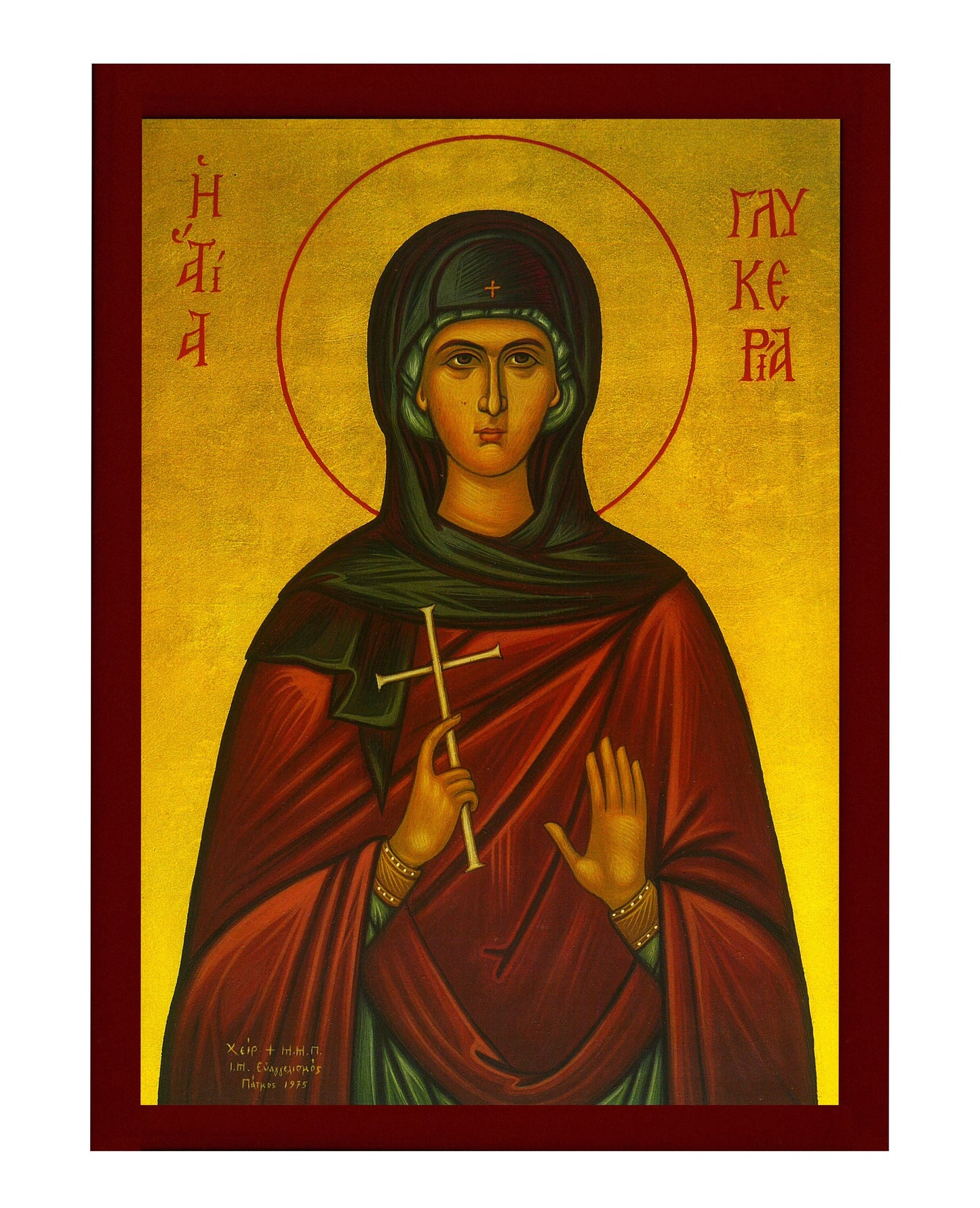 Saint Glykeria icon, Handmade Greek Orthodox icon of St Glyceria, Byzantine art wall hanging icon wood plaque, religious decor TheHolyArt