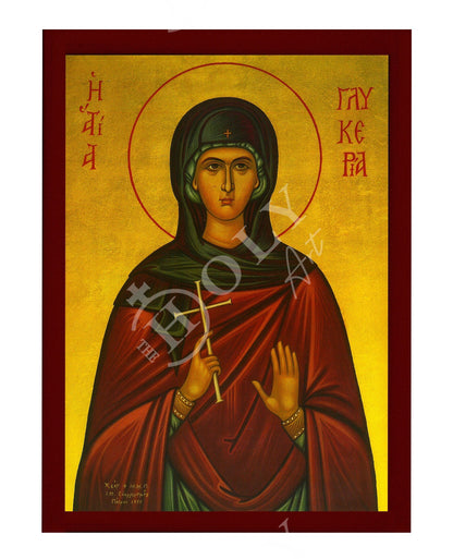 Saint Glykeria icon, Handmade Greek Orthodox icon of St Glyceria, Byzantine art wall hanging icon wood plaque, religious decor - TheHolyArt