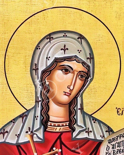 Saint Tabitha icon, Handmade Greek Catholic Orthodox icon of St Tabitha, Byzantine art wall hanging wood plaque religious decor gift - TheHolyArt