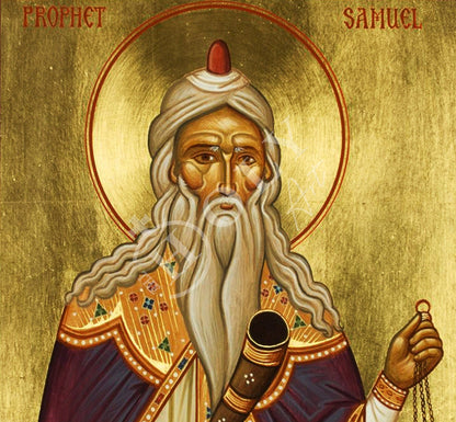 Prophet Samuel icon, Handmade Greek Orthodox icon of St Samuel, Byzantine art wall hanging on wood plaque icon, religious decor - TheHolyArt