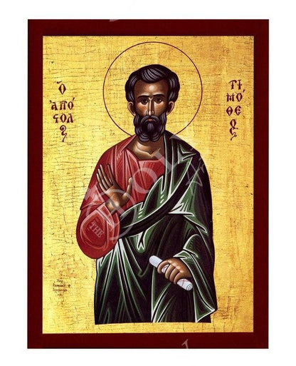 Saint Timothy icon, Handmade Greek Orthodox icon of St Timothy the Apostle, Byzantine art wall hanging icon wood plaque, religious decor - TheHolyArt