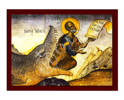 Saint Jonah icon, Handmade Greek Orthodox icon St Jonah The Prophet, Byzantine art wall hanging on wood plaque icon, religious decor - TheHolyArt