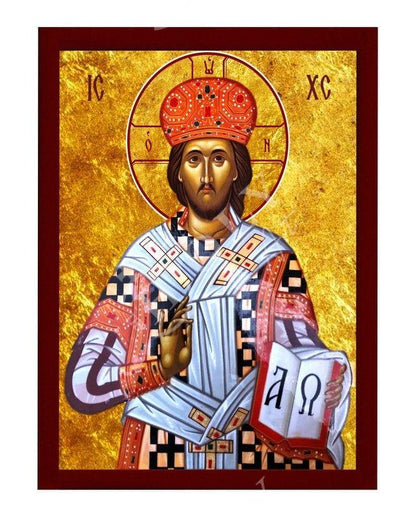 Jesus Christ icon, The Great High Priest handmade Greek Orthodox icon, Byzantine art wall hanging on wood plaque, religious decor - TheHolyArt