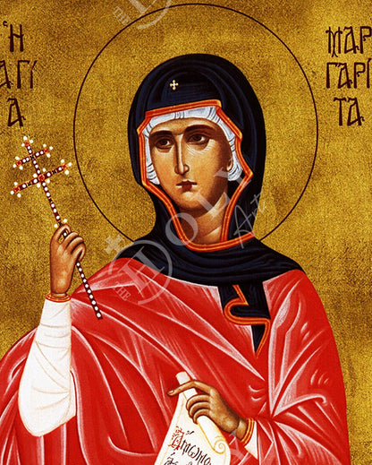 Saint Margaret icon, Handmade Greek Orthodox icon of St Margaret of Scotland, Byzantine art wall hanging wood plaque, religious gift - TheHolyArt